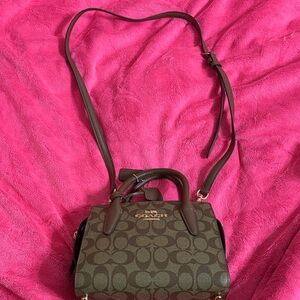 Coach Brown Crossbody Bag with Signature Pattern includes Wallet